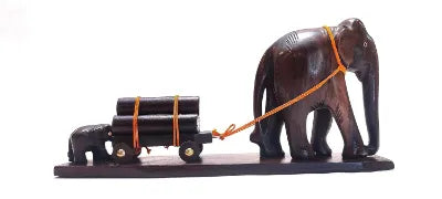 Exquisite Rosewood Elephant & Calf Figurine
