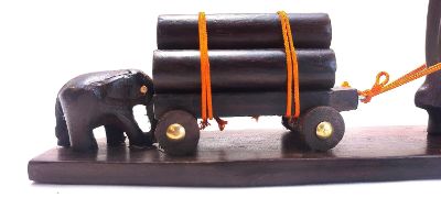 Exquisite Rosewood Elephant & Calf Figurine-ArtyCraftz.com