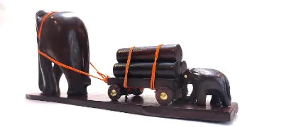 Exquisite Rosewood Elephant & Calf Figurine-ArtyCraftz.com