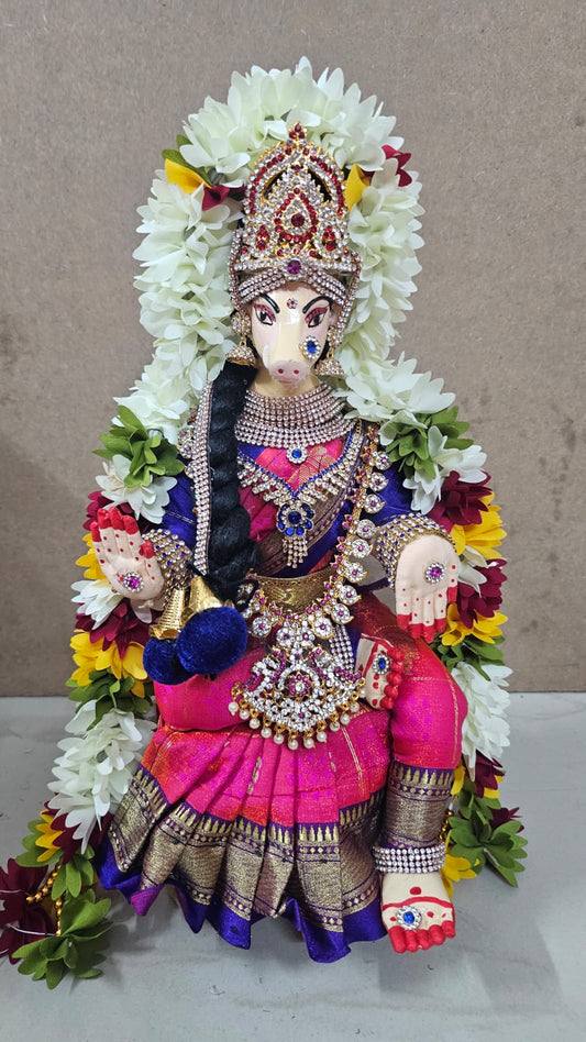 Fabric Body and Fiber Face Varahi Doll Pink-ArtyCraftz.com