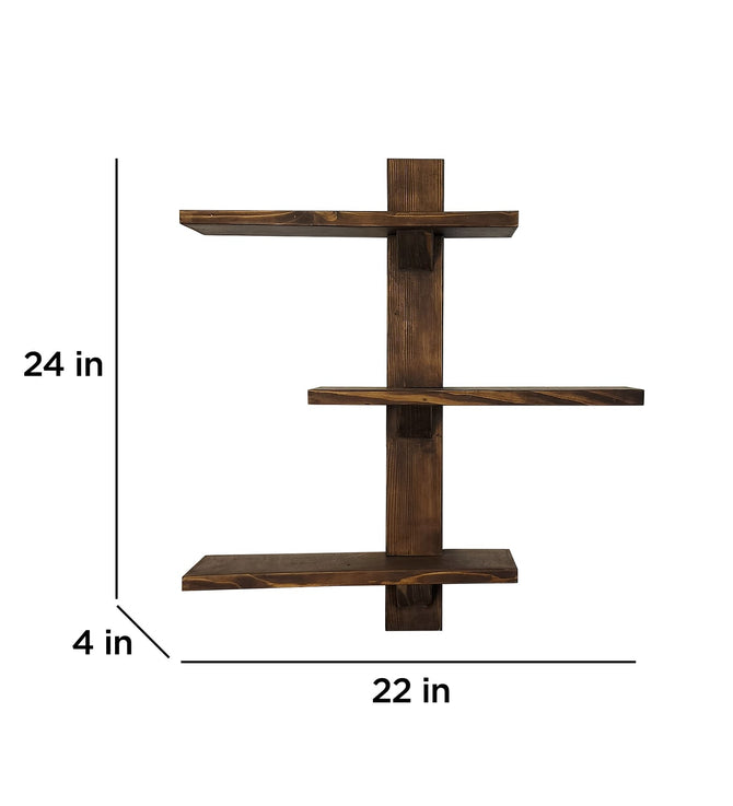 Modern Geometric Pinewood Wall Shelf - 3-Tier Floating Rack-artycraftz.com