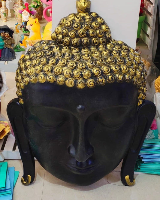 Fiber Buddha Face Wall Hanging for Home Decor and Gifting 3 Feet Black Color - ArtyCraftz.com