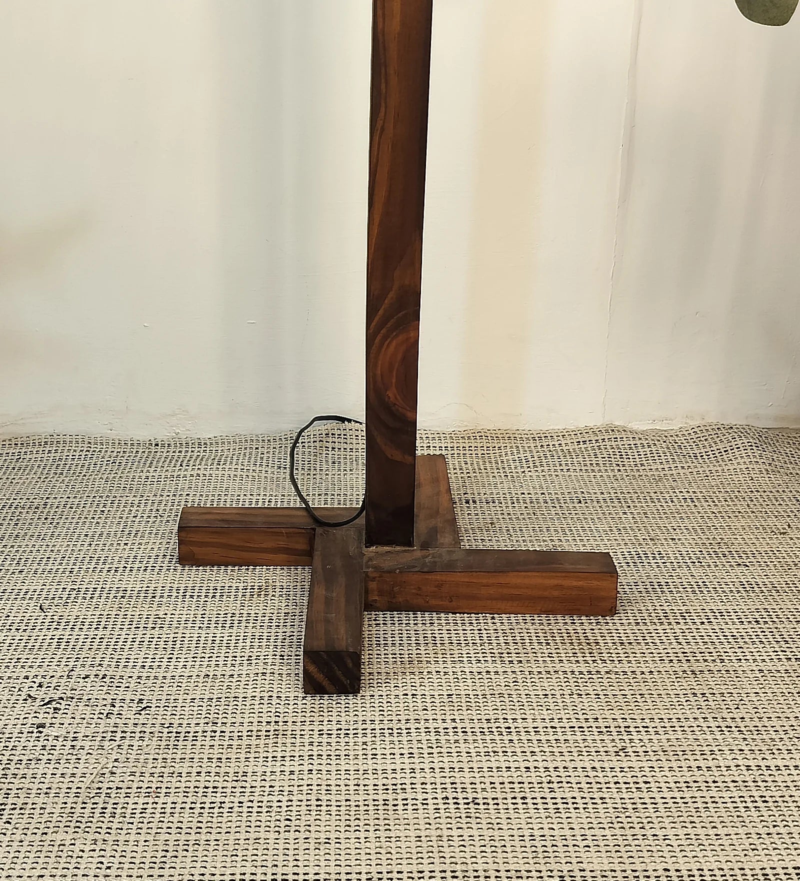 Flamingo Wooden Floor Lamp with Brown Base and Beige Fabric Lampshade - ArtyCraftz.com