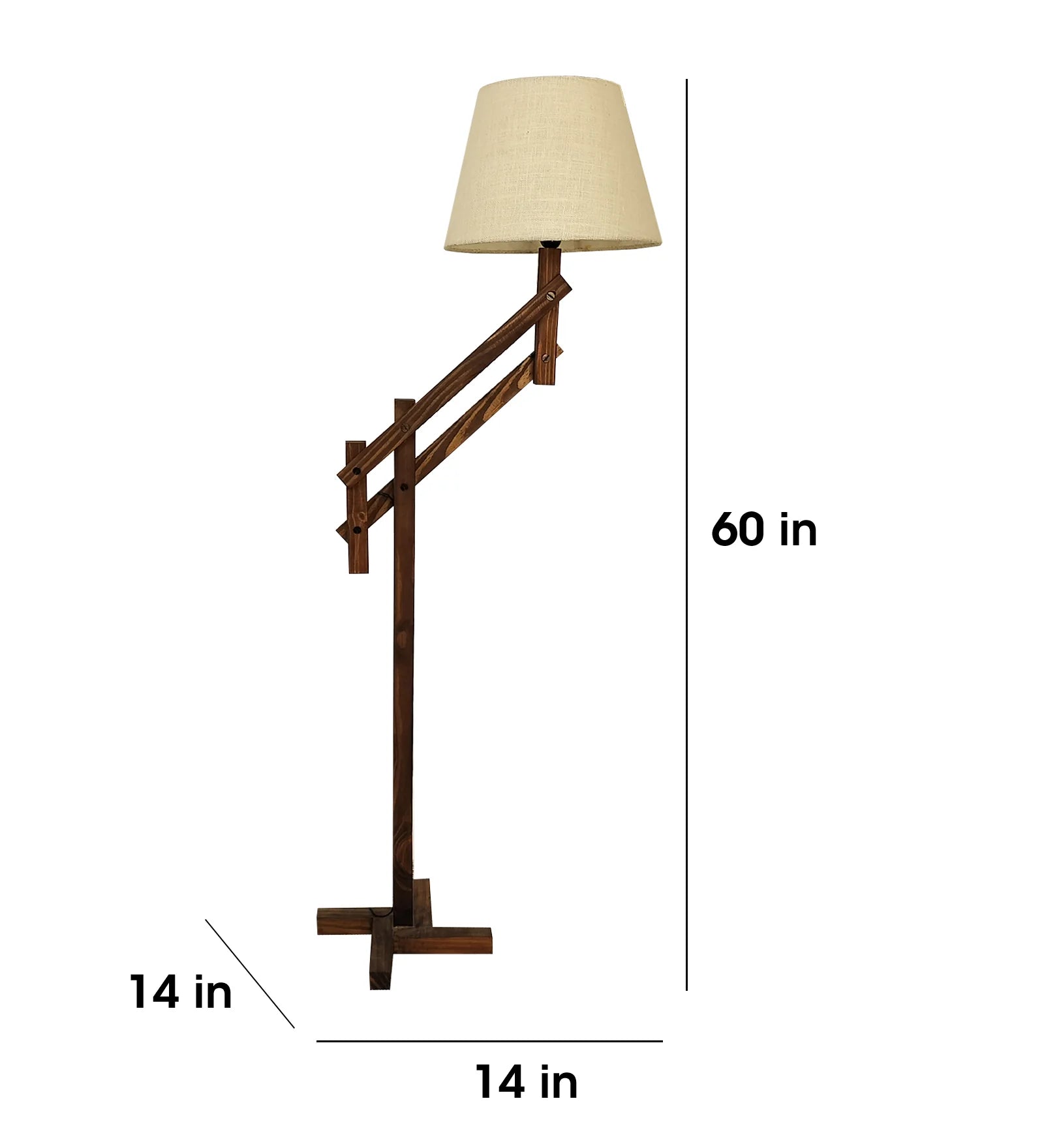 Flamingo Wooden Floor Lamp with Brown Base and Beige Fabric Lampshade - ArtyCraftz.com