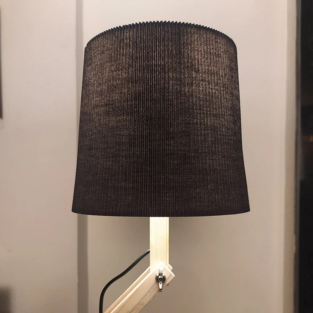 Flex Beige Wooden Table Lamp with Black Fabric Lampshade - ArtyCraftz.com