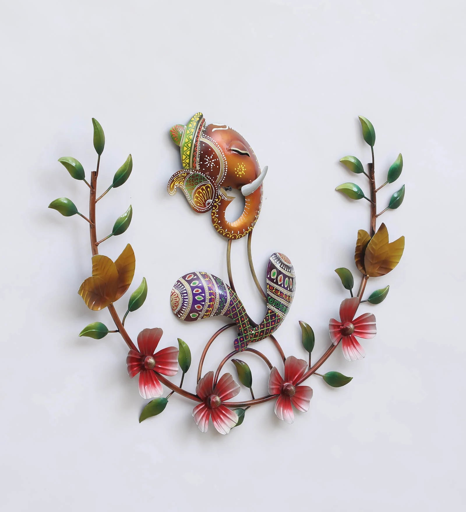 Floral Ganesha Metal Wall Art-ArtyCraftz.com