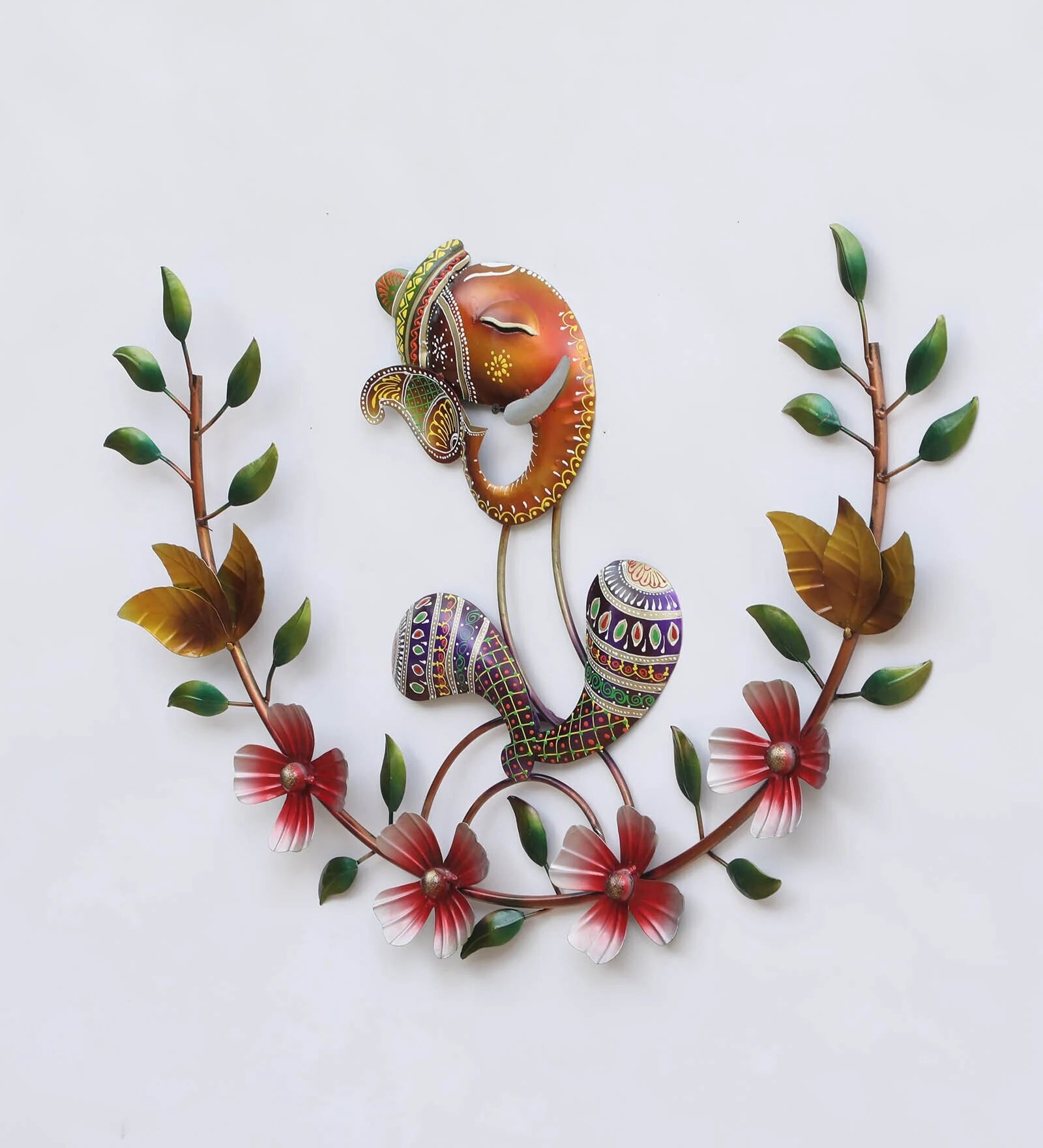 Floral Ganesha Metal Wall Art-ArtyCraftz.com