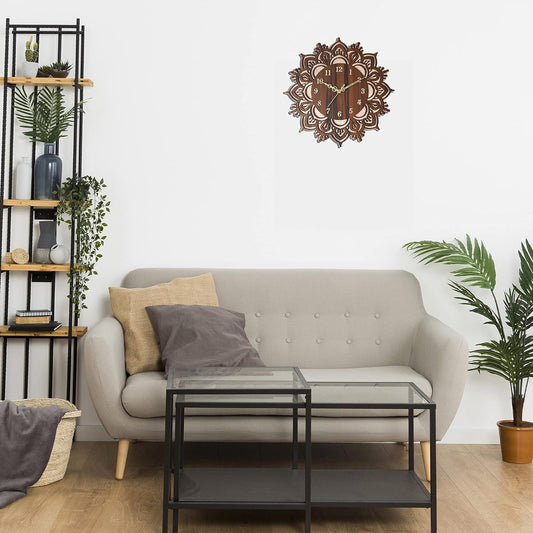 Floral Rangoli Design Engineered Wood Wall Clock-ArtyCraftz.com