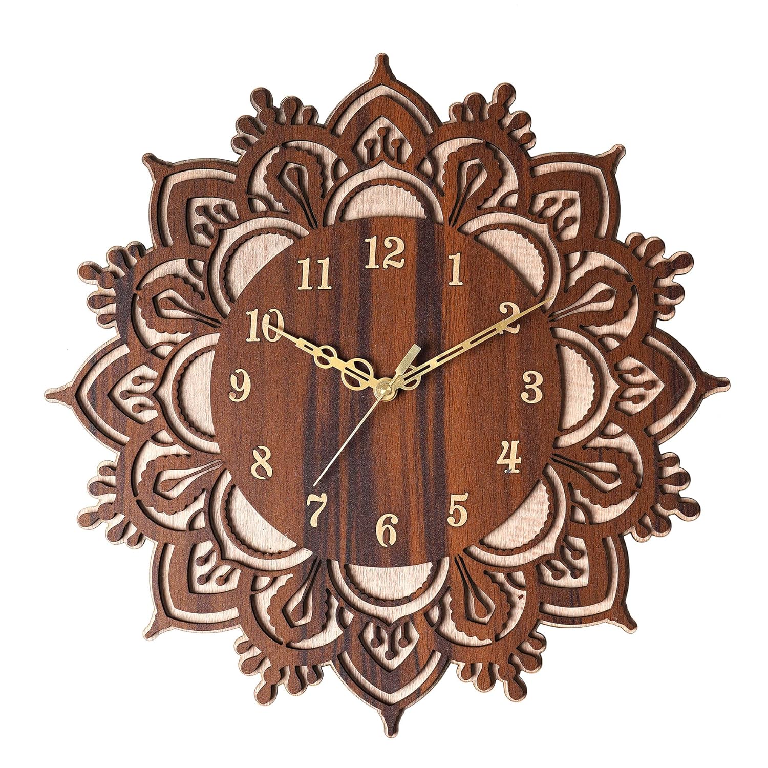 Floral Rangoli Design Engineered Wood Wall Clock-ArtyCraftz.com
