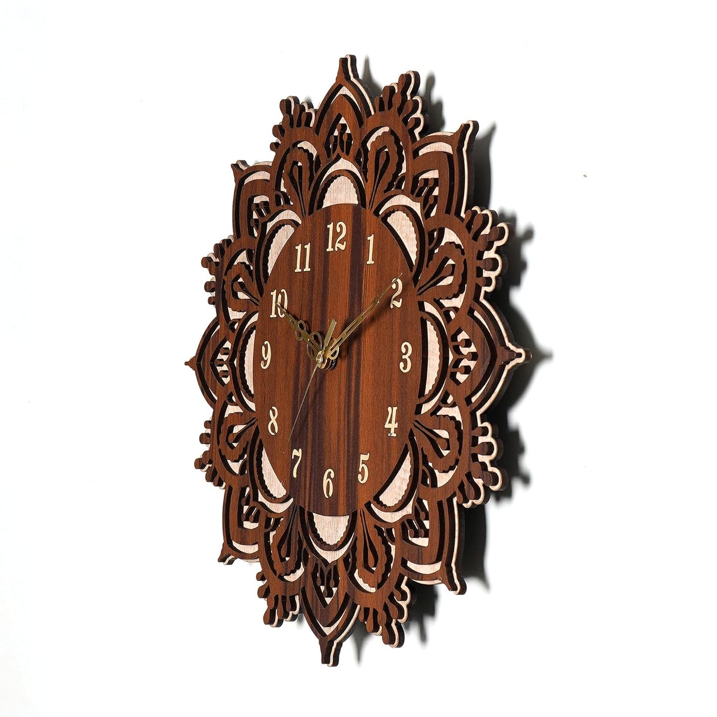 Floral Rangoli Design Engineered Wood Wall Clock-ArtyCraftz.com