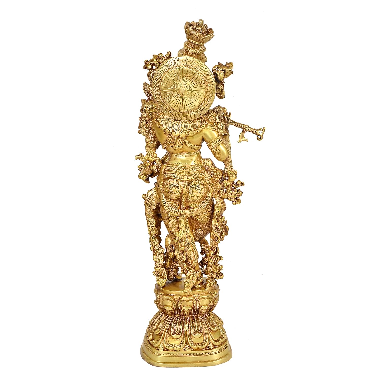 Flute Playing Brass Krishna Statue-ArtyCraftz.com