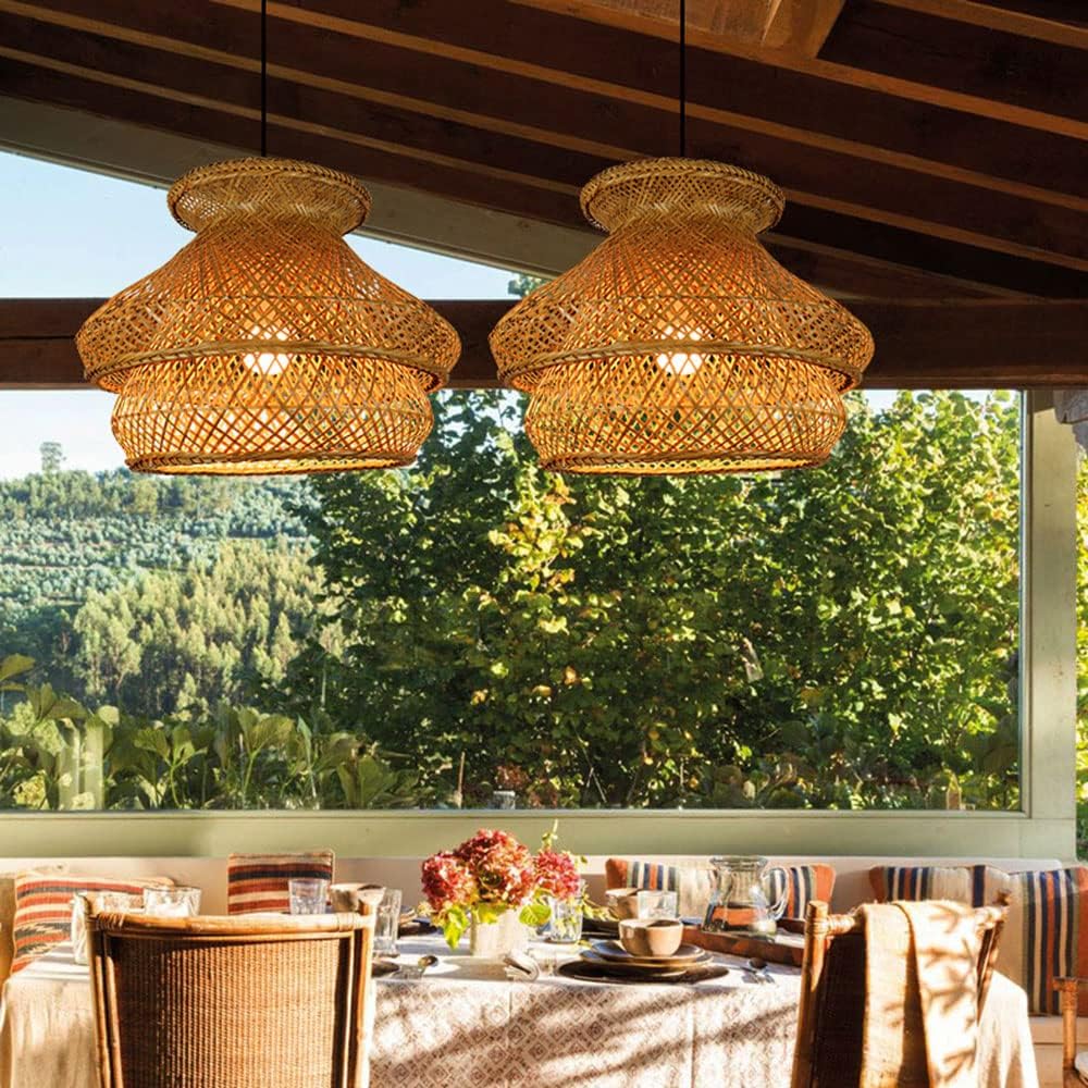 French Romantic Bamboo Pendant Lampshade-ArtyCraftz.com