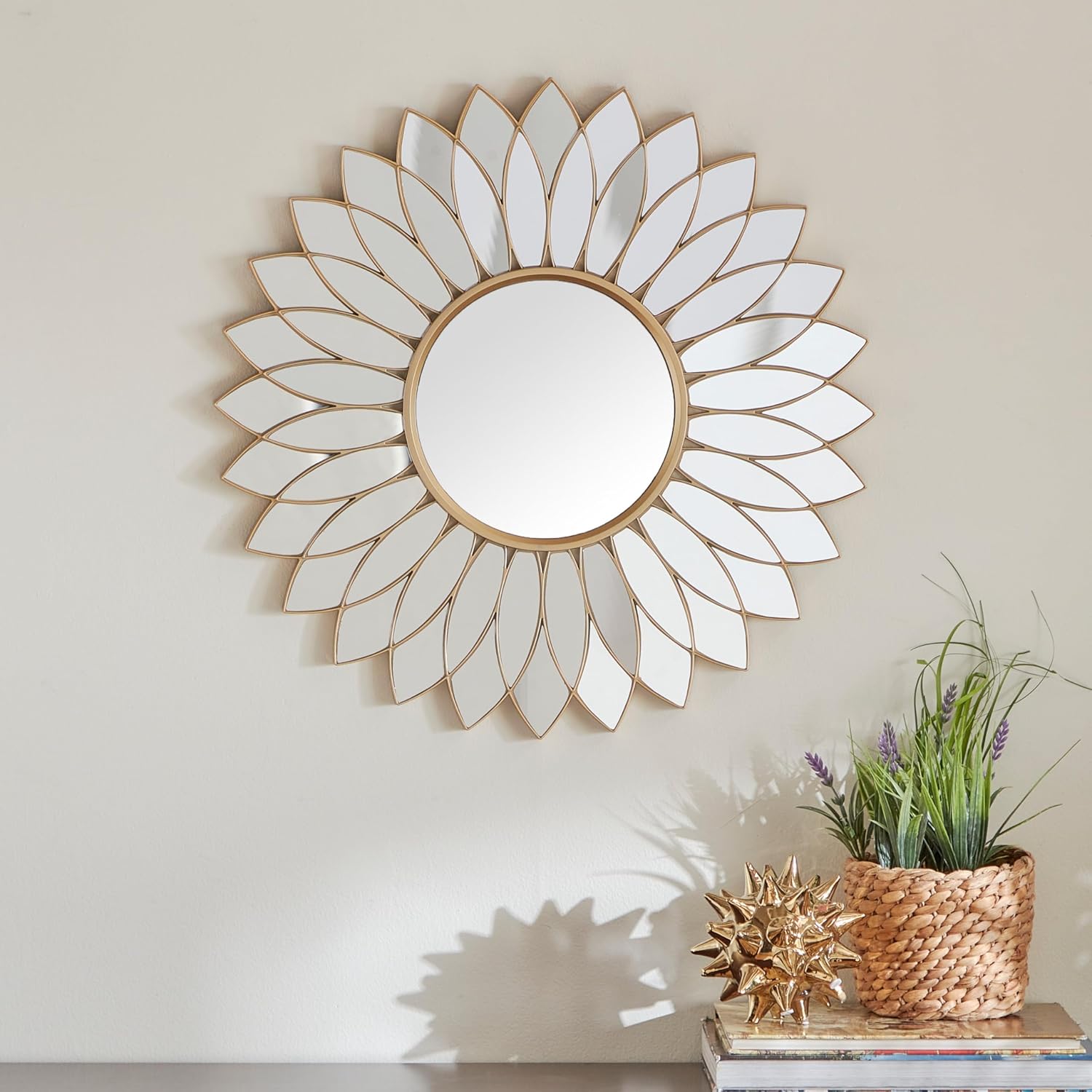 Fusion of Iron & Mirror Decorative Leaves Wall Mirror-ArtyCraftz.com