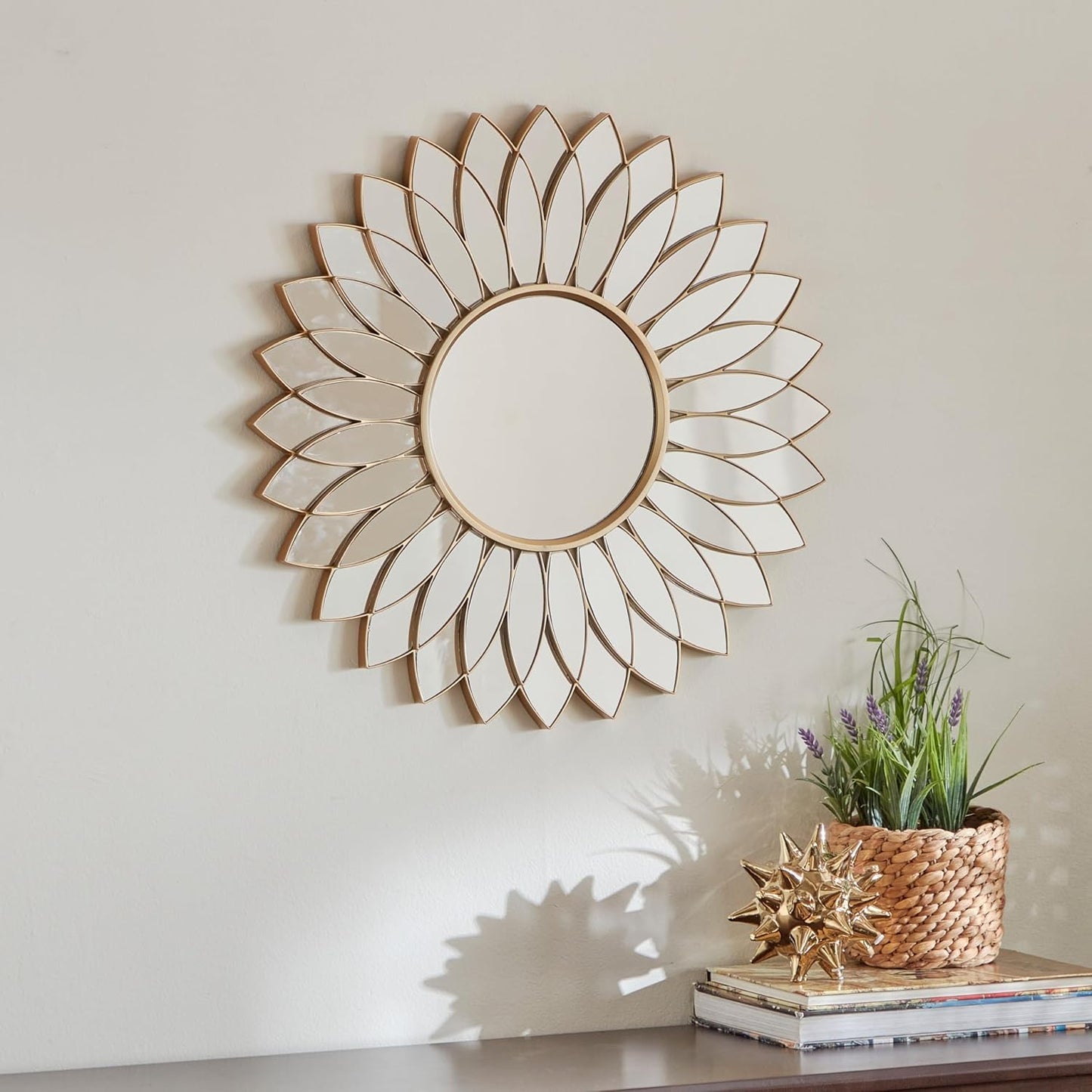 Fusion of Iron & Mirror Decorative Leaves Wall Mirror-ArtyCraftz.com