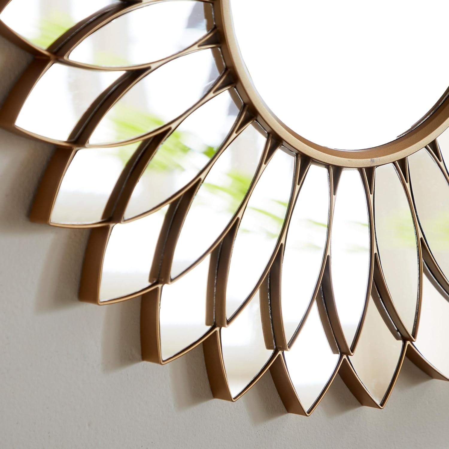 Fusion of Iron & Mirror Decorative Leaves Wall Mirror-ArtyCraftz.com