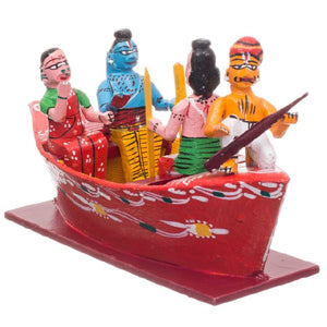 Kondapalli Rama, Sita and Lakshmana on Boat Showpiece