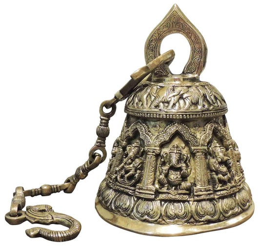 Ganesh Engraved Brass Hanging Bell-ArtyCraftz.com