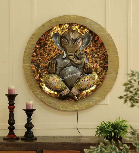 Ganesha Wall Hanging Sculpture Religious Gift Article Decorative( with Led) - ArtyCraftz.com