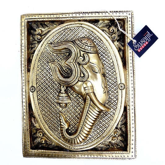 Ganesha Wall Plate Made of Brass - ArtyCraftz.com