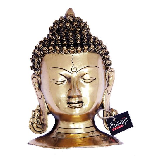 Gautam Buddha Face Wall Hanging Made of Brass - ArtyCraftz.com