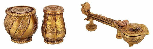 Miniature Brass Sitar and Tabla Dugi Set-ArtyCraftz.com