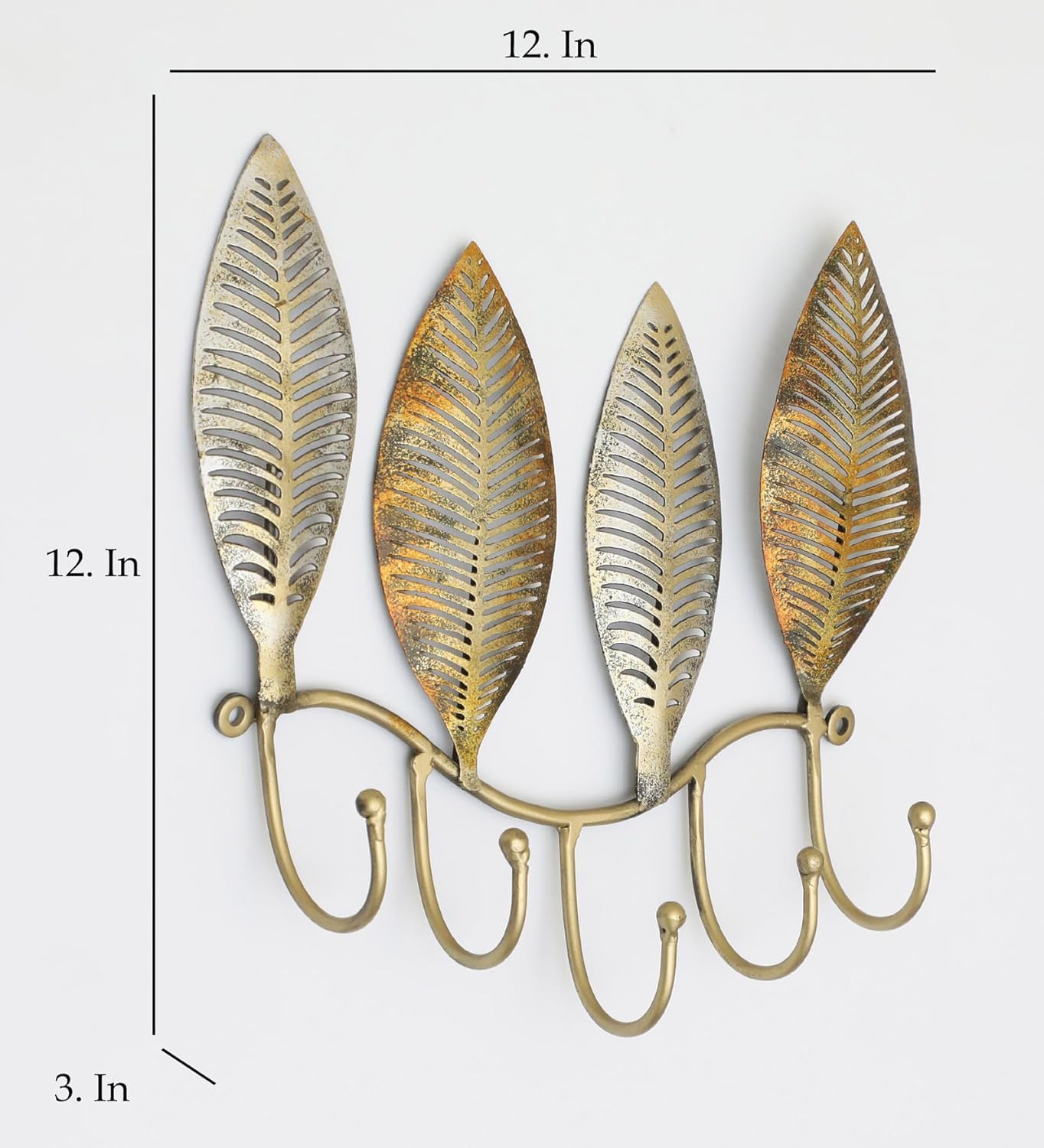 Four Ginko Leaf Metal Wall Hooks