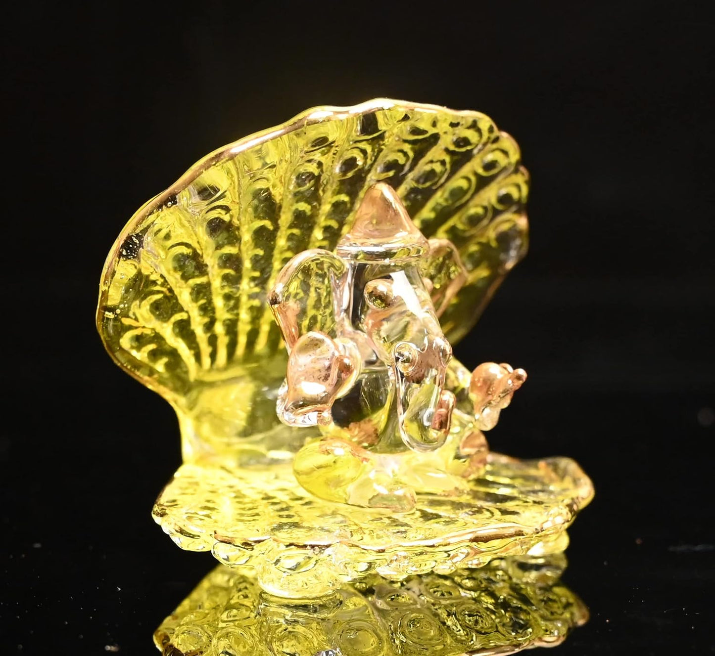 Glass Oyester Ganesh Car Dashboard Idol