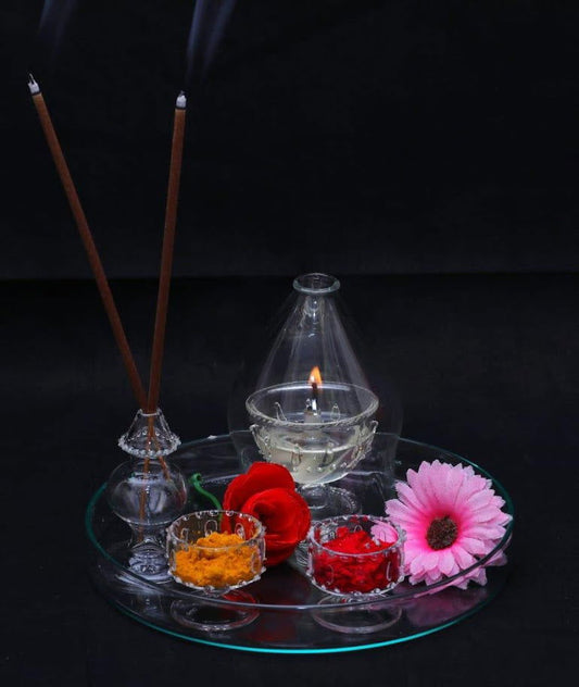 Glass Aarti Pooja (Set of 6 Pieces) - ArtyCraftz.com