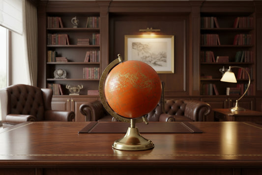 Orange Brass Desk Globe Showpiece- ArtyCraftz.com
