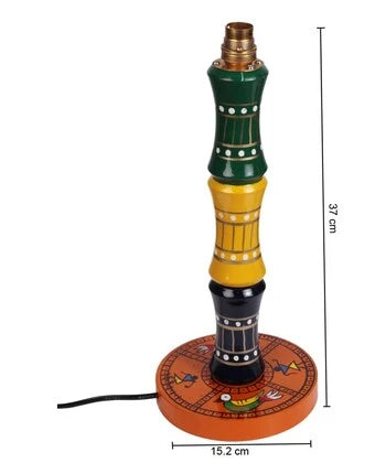 Glossy Wooden Hand Painted Decor Table Lamp For Decorative Gift Item - ArtyCraftz.com