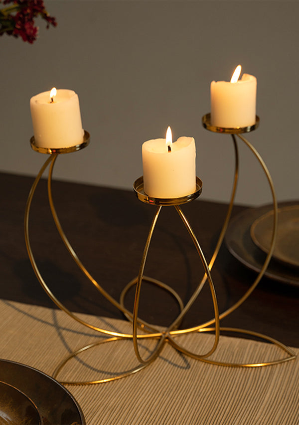 Golden Colour Clover Candle Holder-ArtyCraftz.com