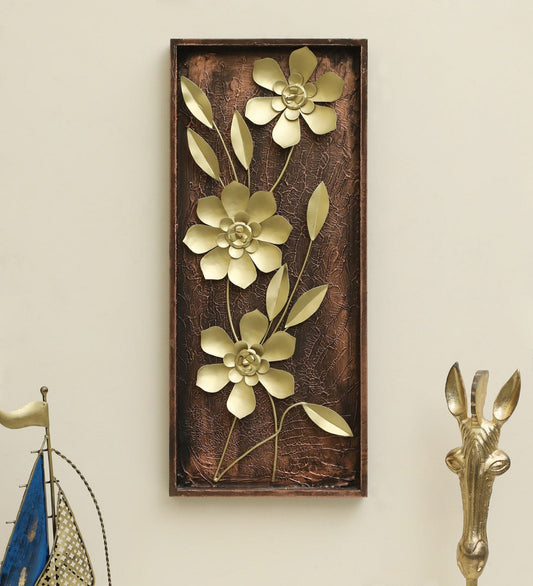 Gold Iron and MDF Apollo Flower Wall Frame