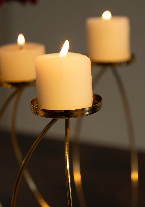 Golden Colour Lotus Candle Stand