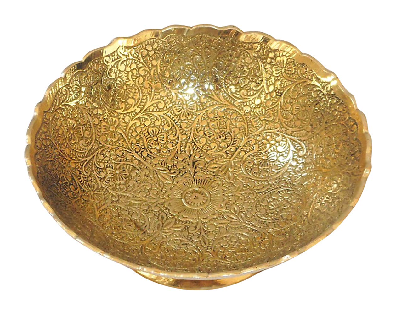 Gold Finish Engraved Serving & Pooja Bowl-ArtyCraftz.com