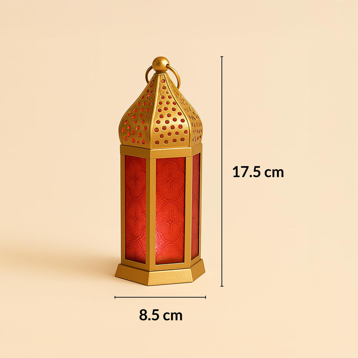 Gold Iron Lantern with Red Panels-artycraftz.com