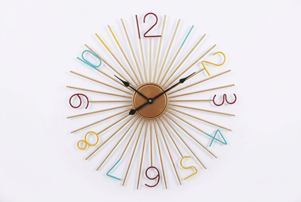 Gold Iron Sunburst Wall Clock-24 Inches