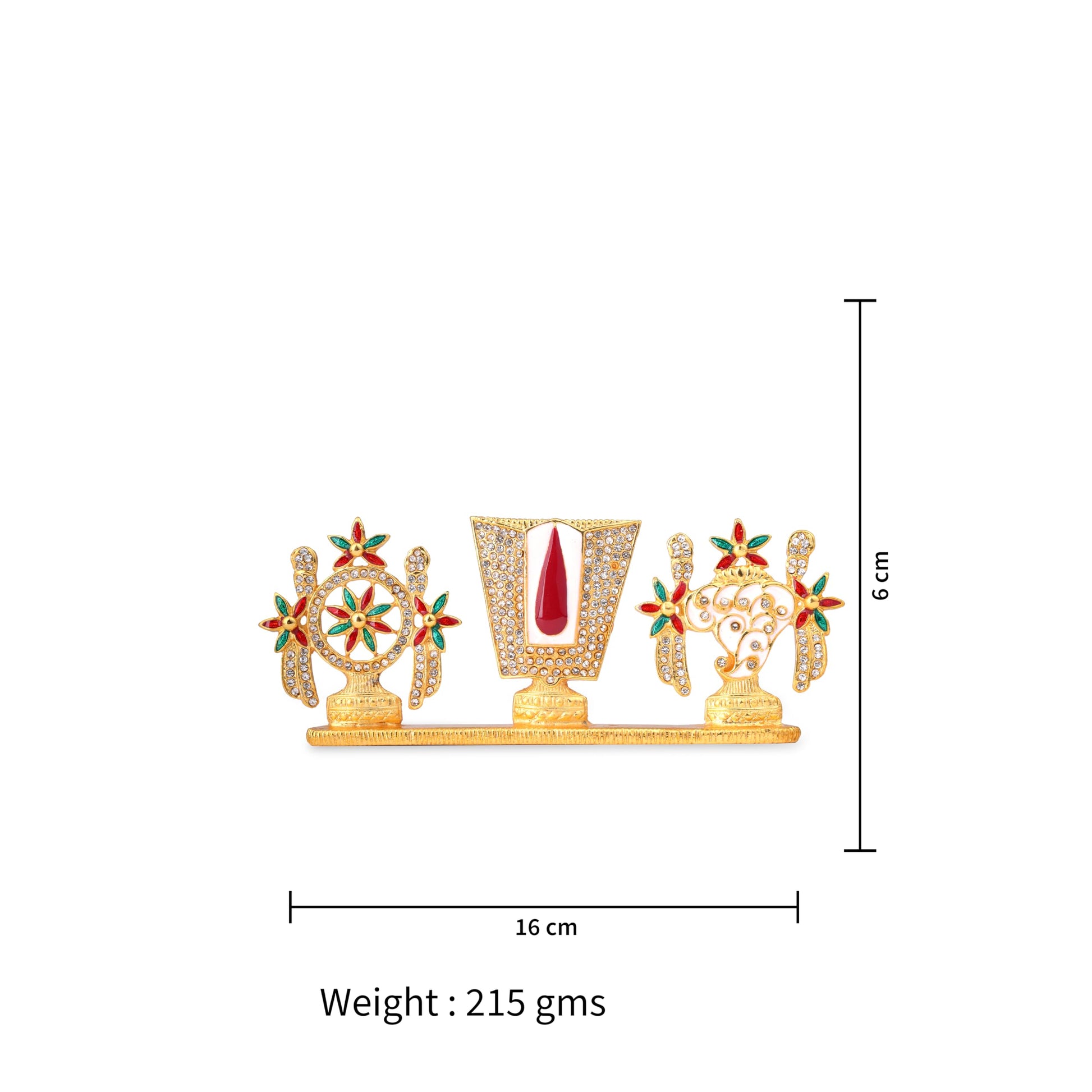 Gold Plated Tirupati Balaji Namam Shankh Chakra Idol-ArtyCraftz.com