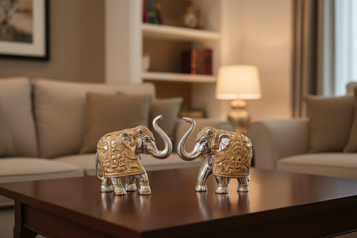 Gold & Silver Elephant Pair Table Decor – ArtyCraftz.com