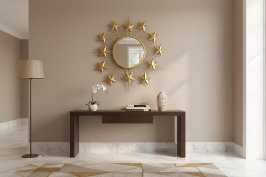 Gold Starburst Wall Mirror – Luxury Sunburst Metal Mirror Decor (22 Inches)-rtyCraft.com