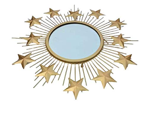 Gold Starburst Wall Mirror – Luxury Sunburst Metal Mirror Decor (22 Inches)-rtyCraft.com