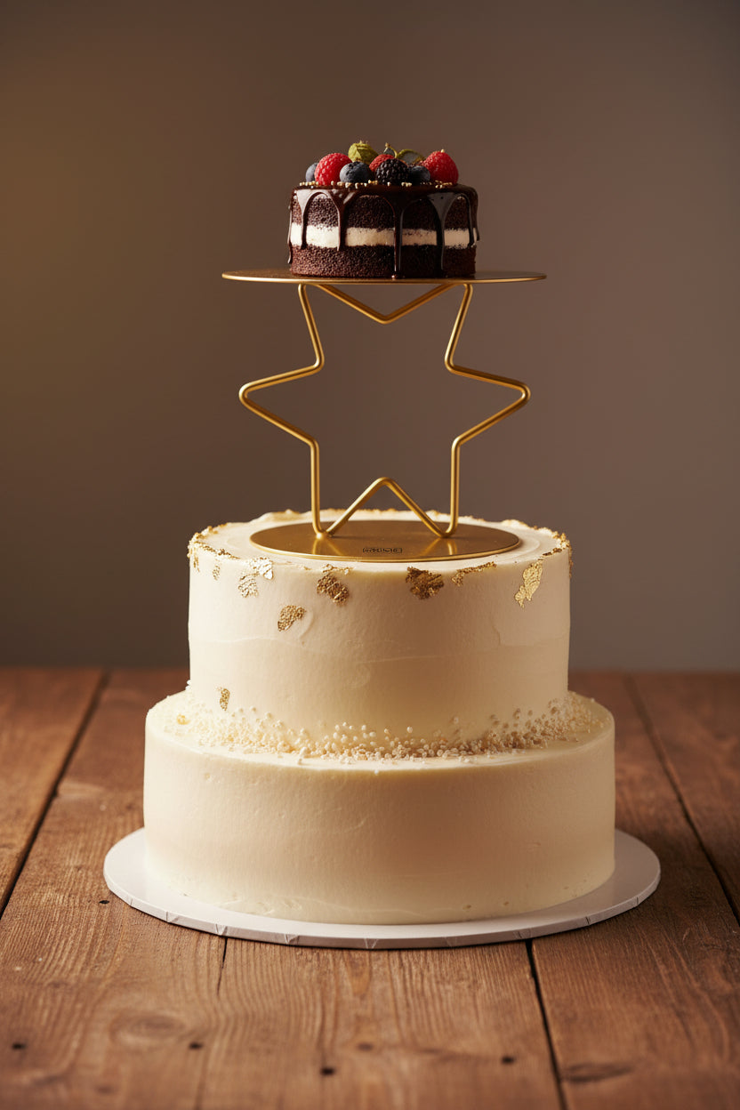 Gold metal Star cake spacer with round top and base-artycraftz.com