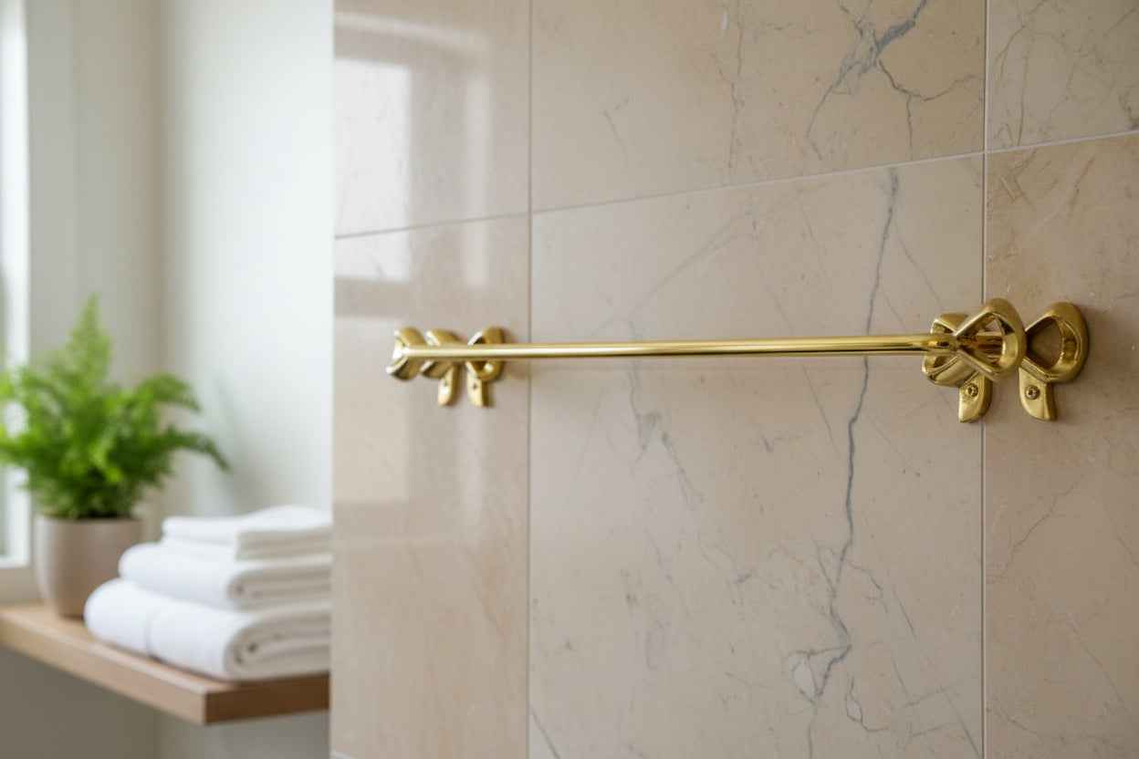 Brass Bow Towel Rod – Wall Mounted Bathroom Towel Bar