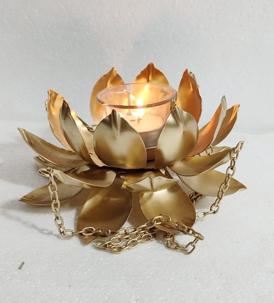 Golden Lotus Shape Hanging Candle Holder