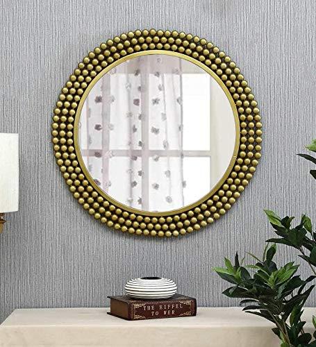 Golden Beaded Round Wall Mirror-ArtyCraftz.com
