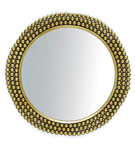 Golden Beaded Round Wall Mirror-ArtyCraftz.com