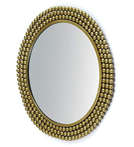 Golden Beaded Round Wall Mirror-ArtyCraftz.com