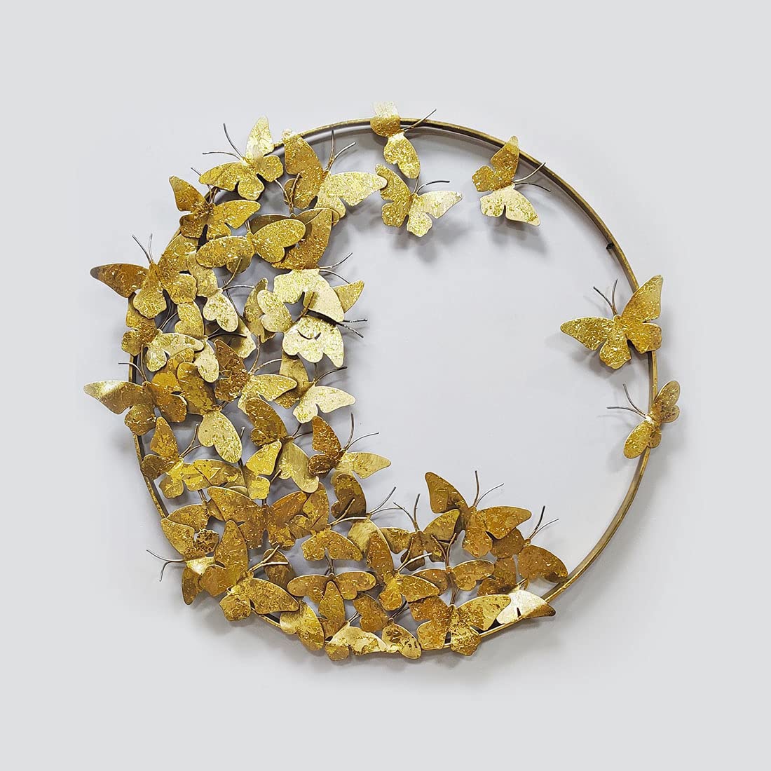 Golden Butterfly Ring Wall Art – Luxury Metal Butterfly Wall Décor for Living Room-ArtyCraftz.com