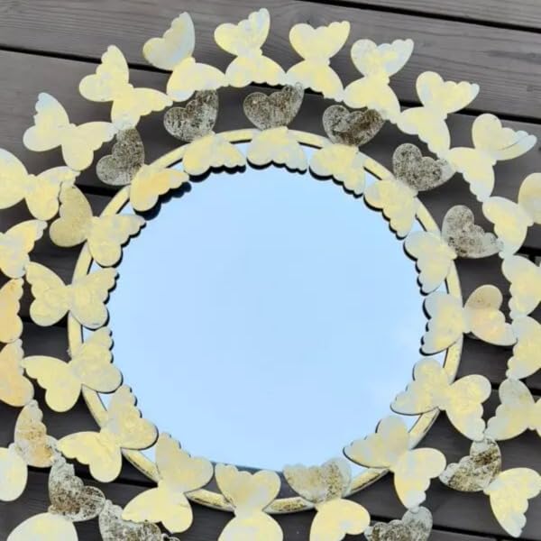 Golden Butterfly Wall Mirror – Luxury Decorative Round Mirror Wall-ArtyCraftz.com