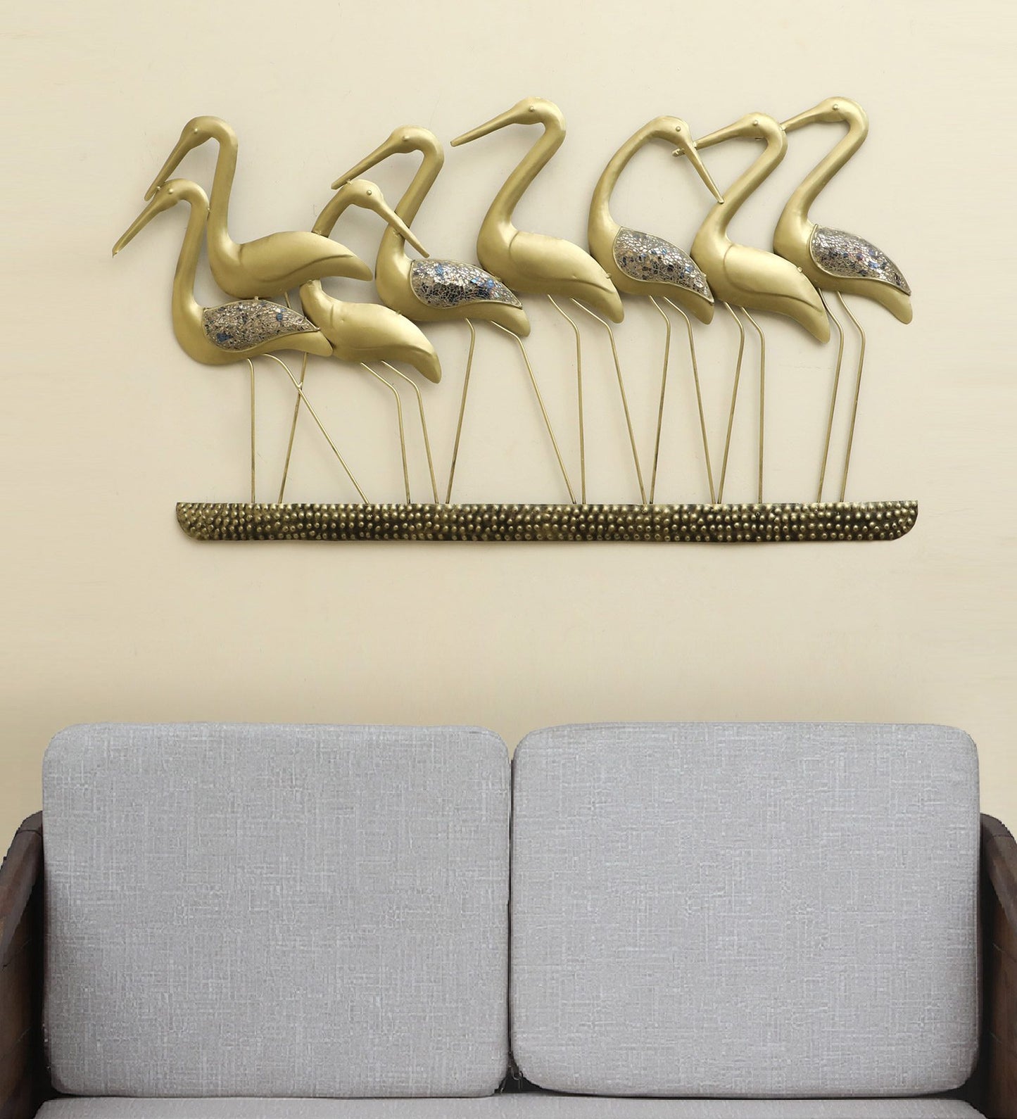 Golden Flamingo Birds Wall Art-ArtyCraftz.com
