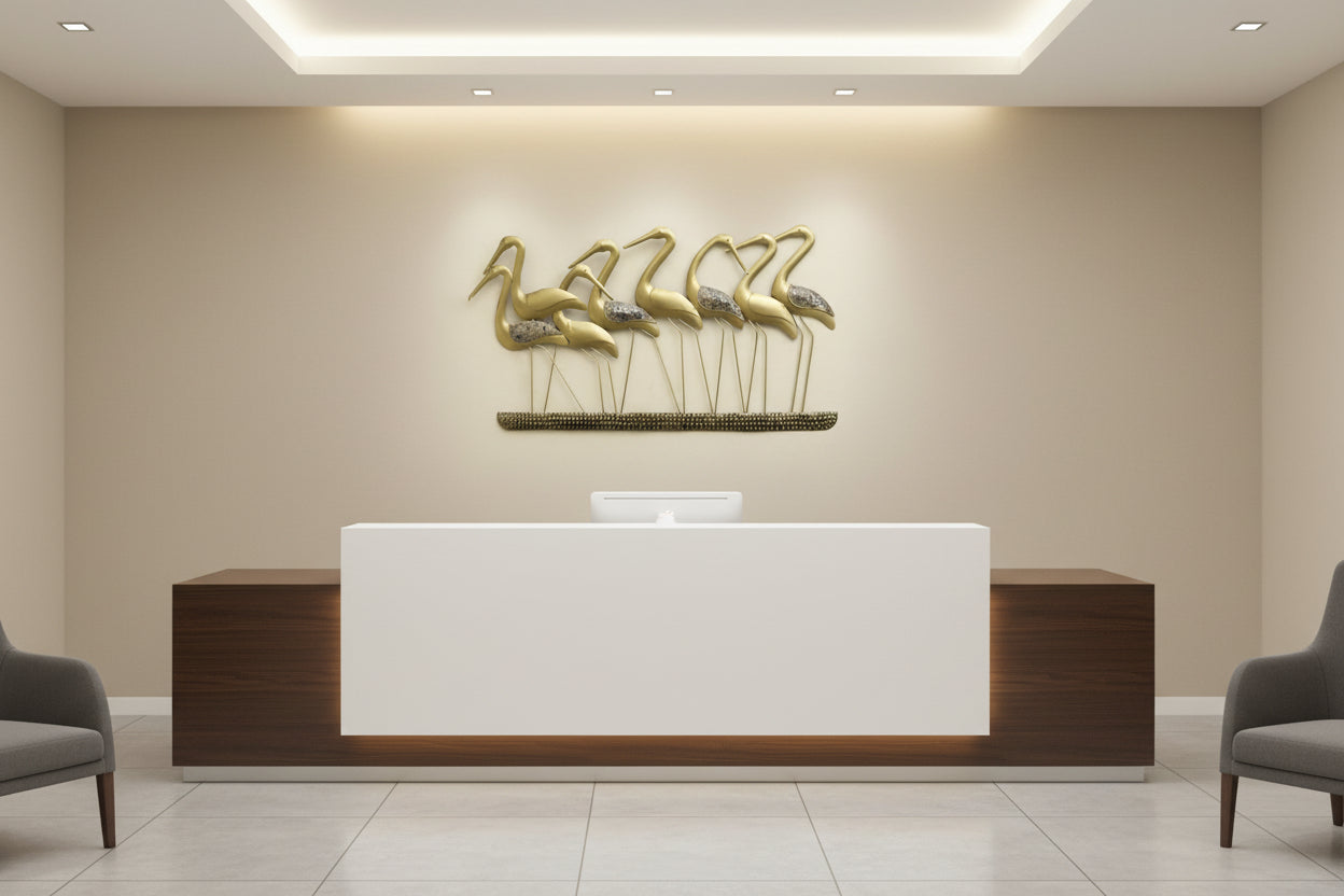 Golden Flamingo Birds Wall Art-ArtyCraftz.com